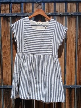 Listicle Blue and White Striped Casual Cotton Dress